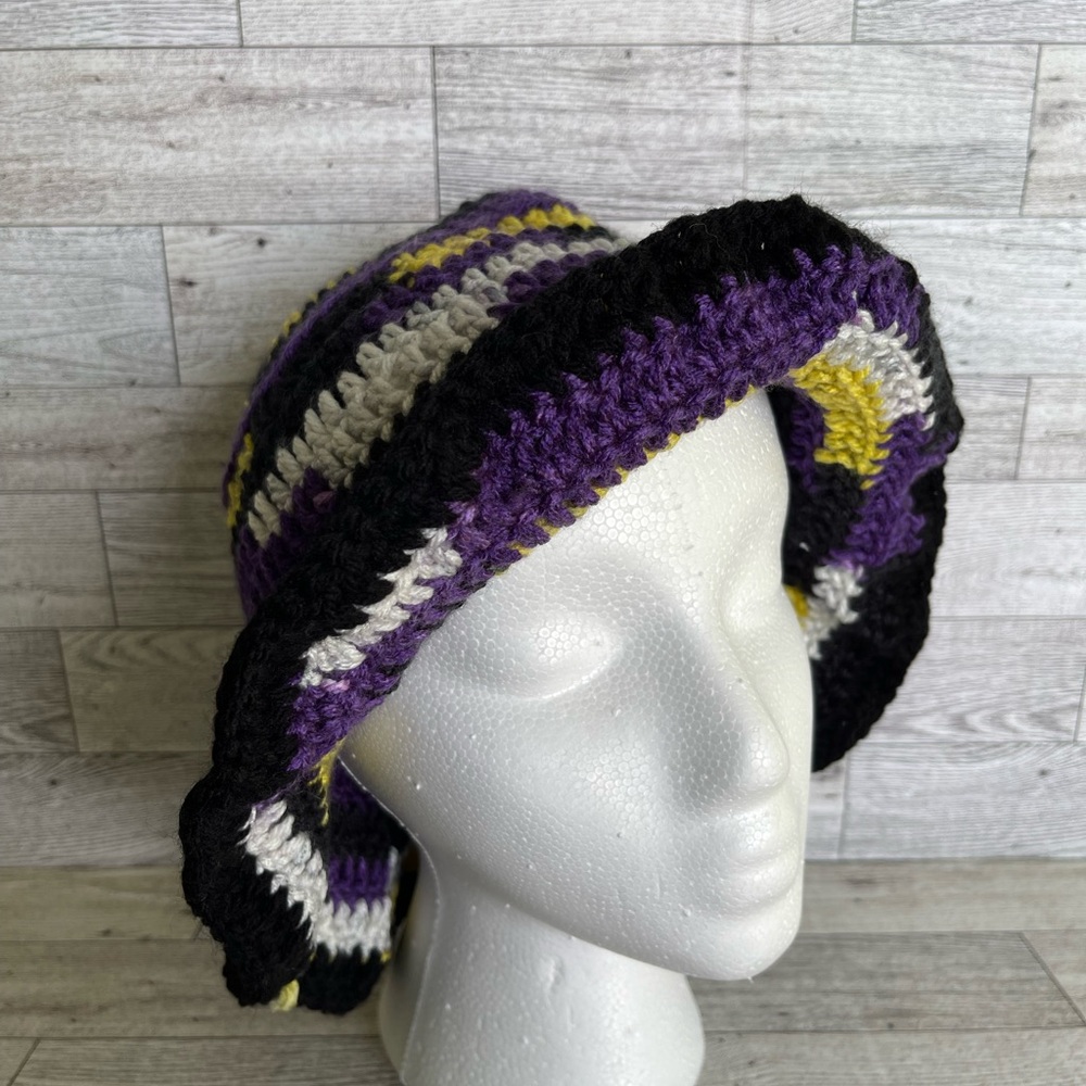 Crochet Hat Scrappy handmade unisex beach summer festival hippie boho